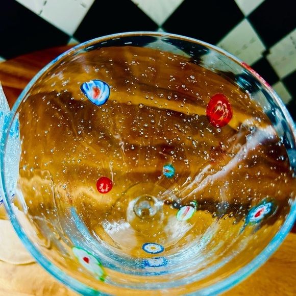 Millefiori Bubble Murano Style Margarita Cocktail Glasses - Set of Two - Picture 5 of 13